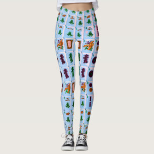 Mah Jongg Blue Tiles Leggings