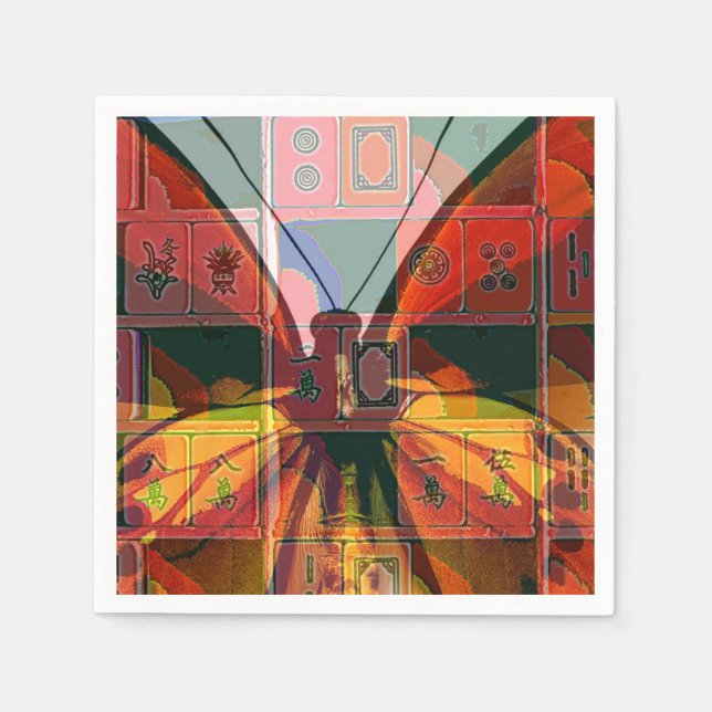 Mah Jongg Butterfly Napkins (Front)