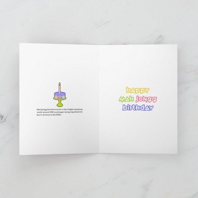 Mah Jongg Cake Birthday Card (Inside)