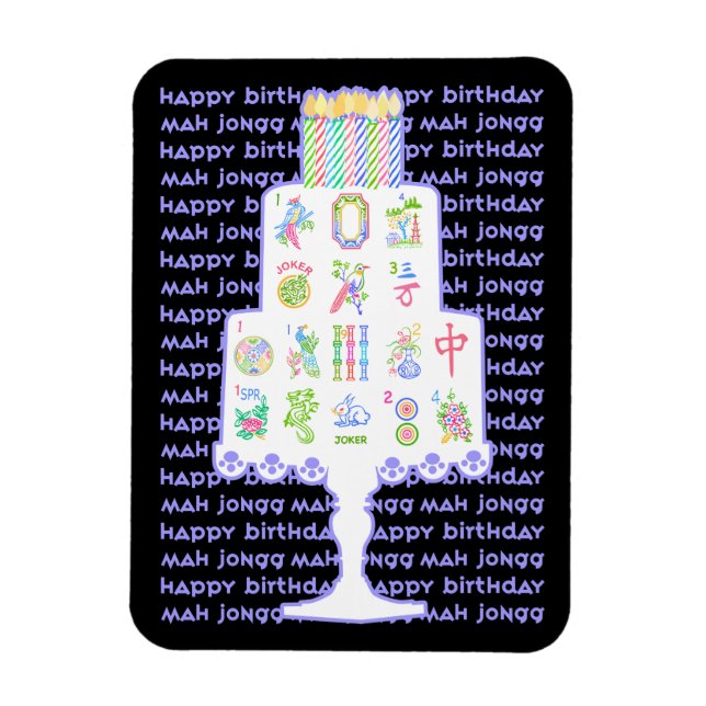 Mah Jongg Cake Birthday Magnet (Vertical)