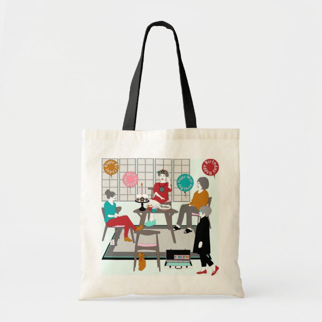 Mah Jongg Cat Birthday Tote Bag (Front)