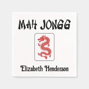 Mah Jongg Chinese Style Text, Dragon Tile Add Name Napkin