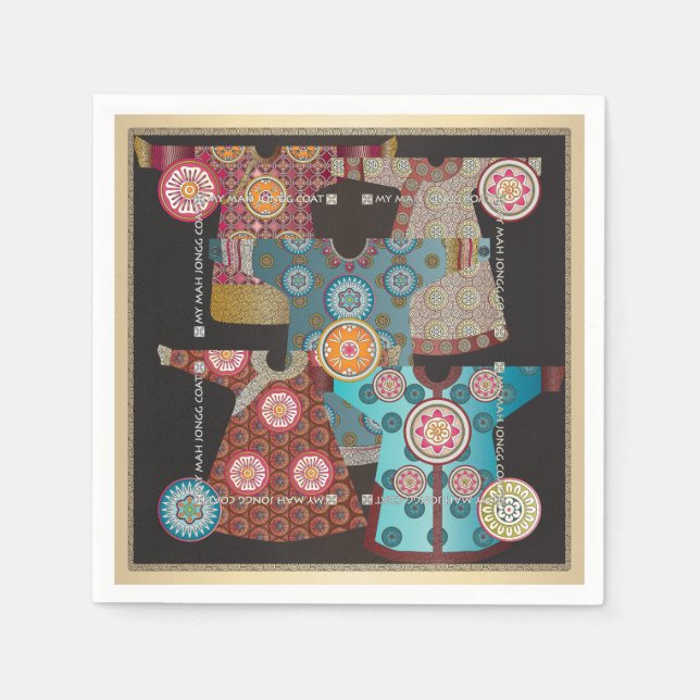 Mah Jongg Coat Napkin (Front)