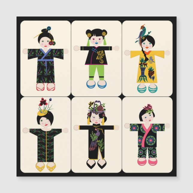 Mah Jongg Dolls Flat Magnet (Front)