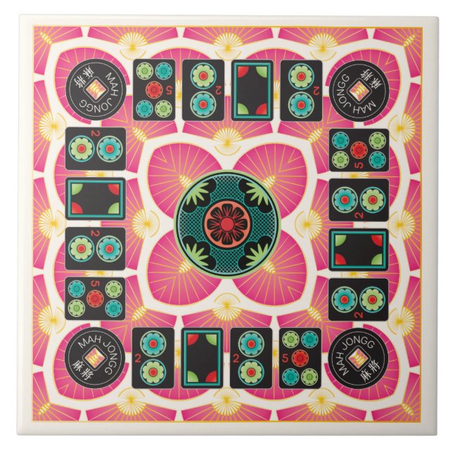 Mah Jongg Fan 2025 Ceramic Tile (Front)