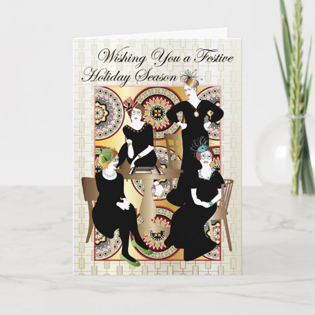 Mah Jongg Festive Holiday Card (Front)