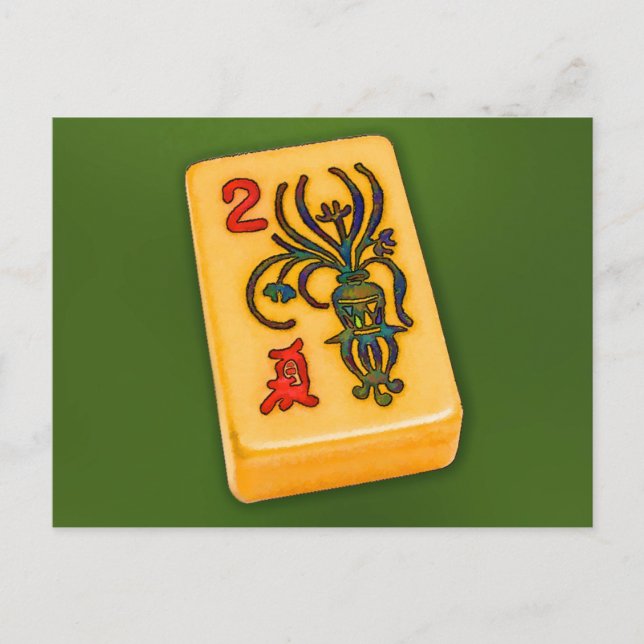 Mah Jongg Flower Tile Postcard (Front)