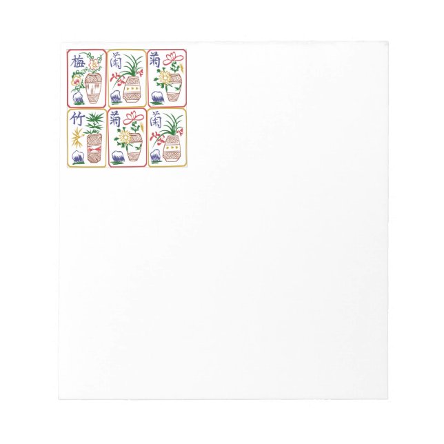 Mah Jongg Flower Tiles Notepad (Front)