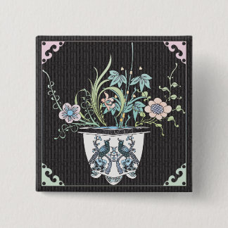 Mah Jongg Flowers/Birds Button