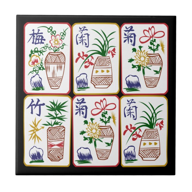 Mah Jongg Flowers & One Circles Tile (Front)