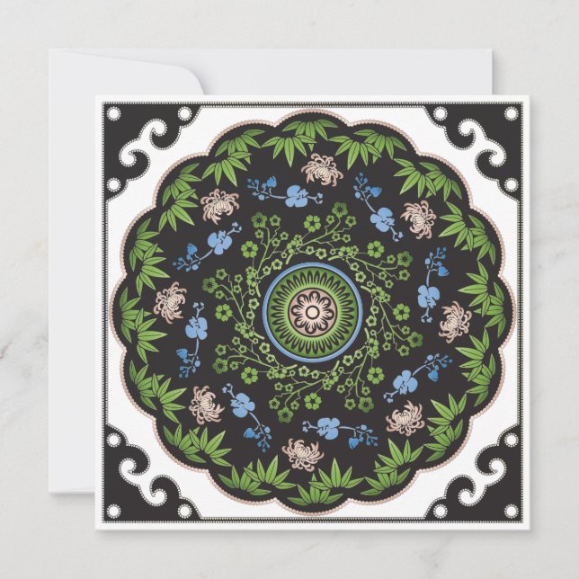 Mah Jongg Flowers/One Dot Flat Card (Front)