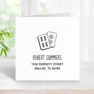 Mah-Jongg Game Tiles Address Rubber Stamp