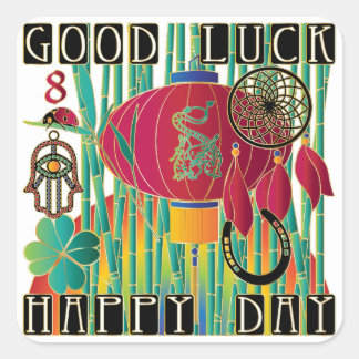 Mah Jongg Good Luck Happy Day Square Sticker