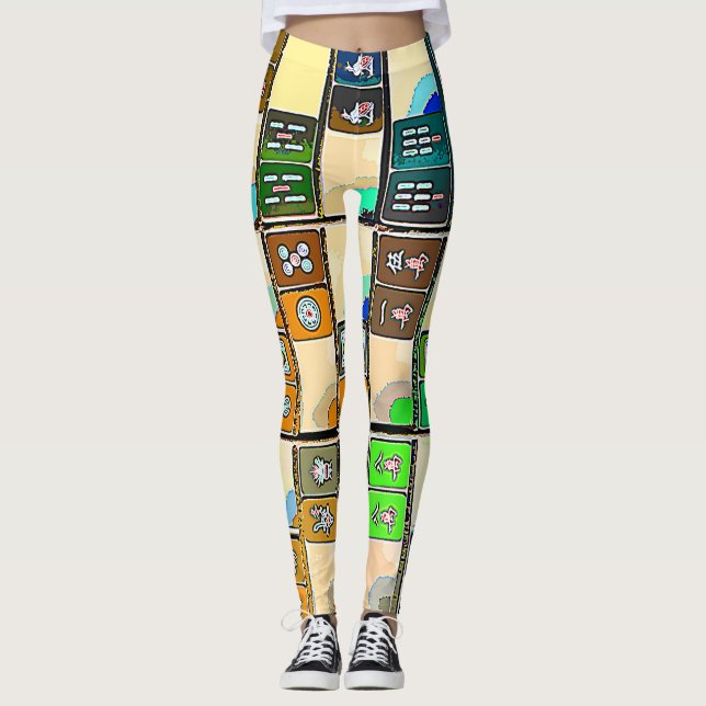 Mah Jongg Graphic Tiles Leggings (Front)