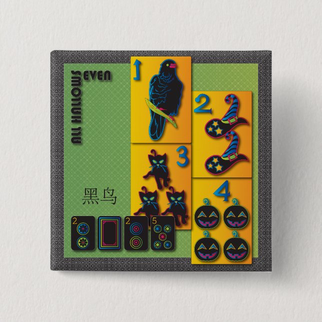 Mah Jongg Halloween Button (Front)