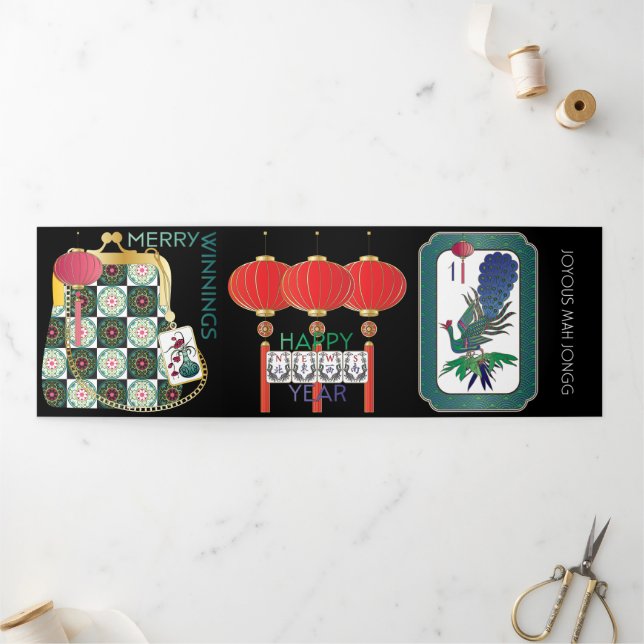 Mah Jongg Holiday Trifold Card (Outside)