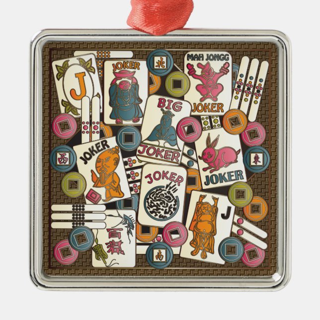 Mah Jongg Jokers Metal Tree Decoration (Front)