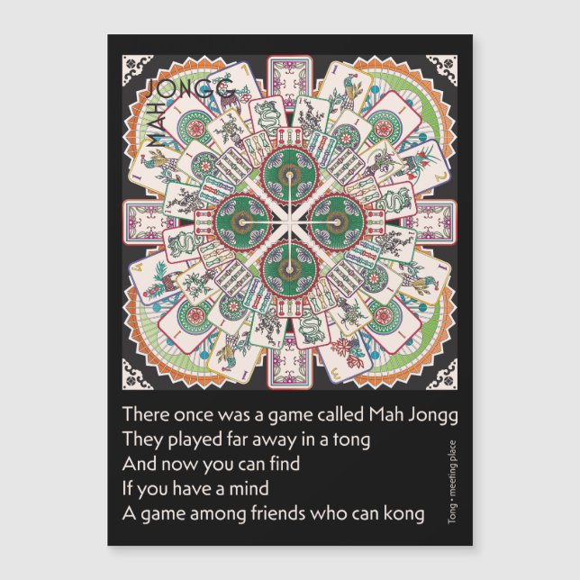 Mah Jongg Limerick Kong Magnet Card (Front)