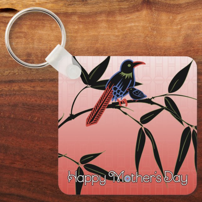 Mah Jongg Mother’s Day Bird Key Ring (Front)