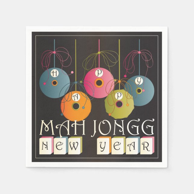 Mah Jongg New Years Napkin (Front)