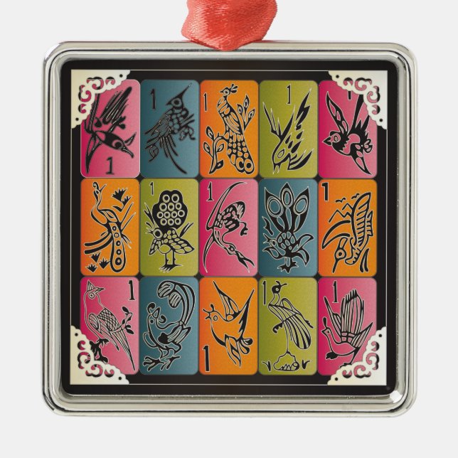 Mah Jongg One Bams Metal Tree Decoration (Front)