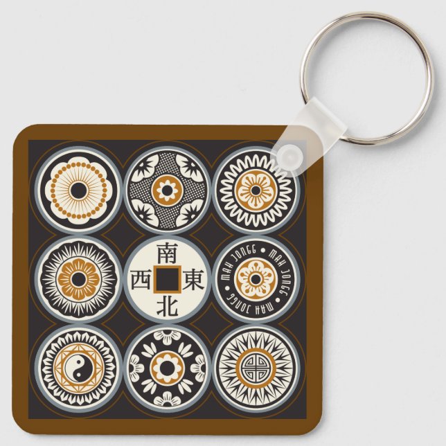 Mah Jongg One Dots Coin Keychain (Back)
