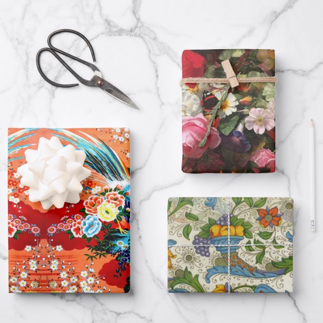 Mah Jongg, Positano and Fleuresse Wrapping Paper Sheet (Front)