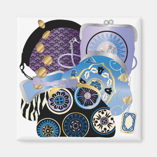 Mah Jongg Purses Blue Magnet