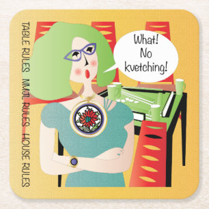 Mah Jongg Sayings Kvetching Square Paper Coaster
