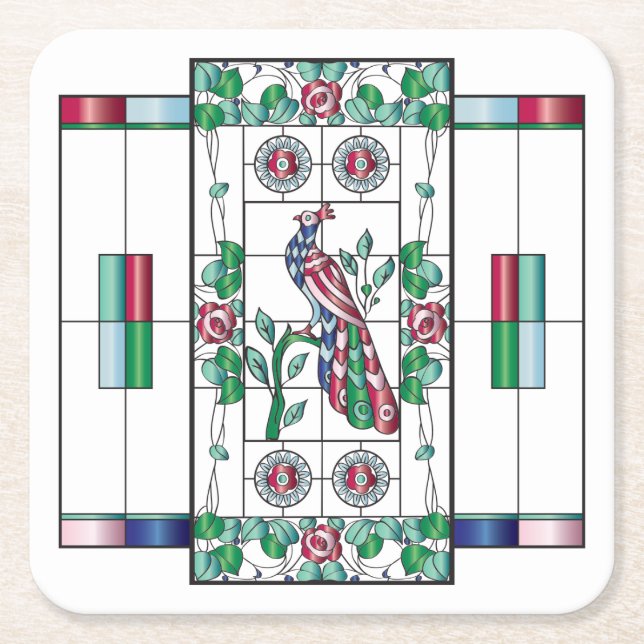 Mah Jongg Stained Glass Coaster (Front)