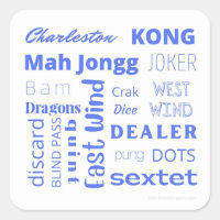 Mah Jongg sticker in blue