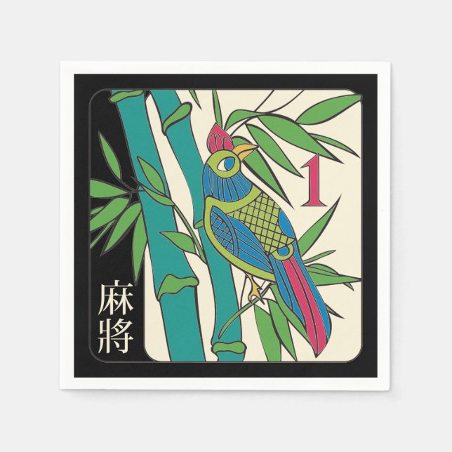 Mah Jongg Tiles Bird Napkins (Front)