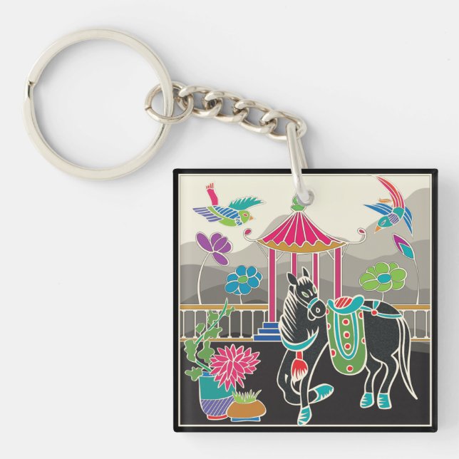 Mah Jongg Tiles Horse Keychain (Front)