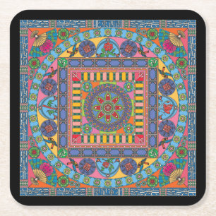 Mah Jongg Tiles Mandala Coasters