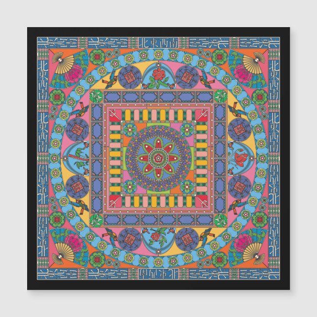 Mah Jongg Tiles Mandala Magnet Flat (Front)