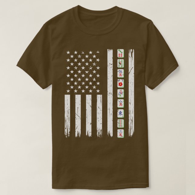 Mah Jongg Tiles Men Women USA Flag Mahjong T-Shirt (Design Front)