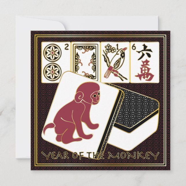 Mah Jongg Year of the Monkey Holiday Card (Front)