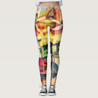 Mah Jongg Yellow Rose Leggings