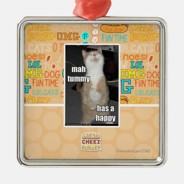 Mah tummy has a happy metal tree decoration (Front)