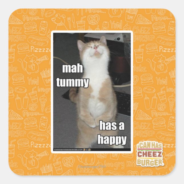 Mah tummy has a happy square sticker (Front)