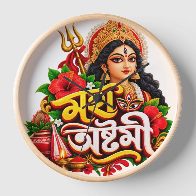 Maha Ashtami Durga Puja Celebration Clock (Front)