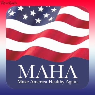 MAHA Make America Healthy Again USA Flag 🇺🇸 Square Sticker