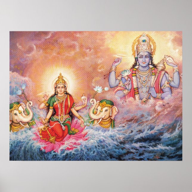 Maha Vishnu and Lakshmi Poster (Front)
