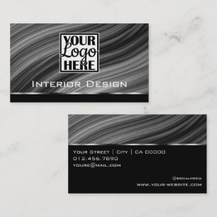 Mahaghoni Texture Wooden Wood Grain Logo Grey  Business Card