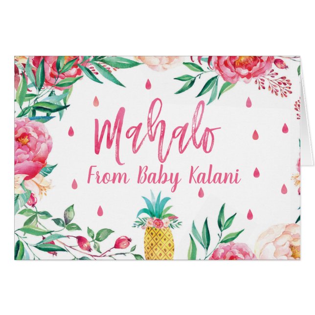 Mahalo Hawaiian Baby Shower Thank You Cards (Front Horizontal)