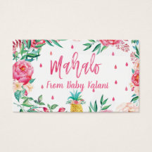 Mahalo Hawaiian Baby Shower Thank You Cards