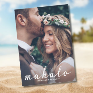 Mahalo Modern Elegant Wedding Thank You Photo Card
