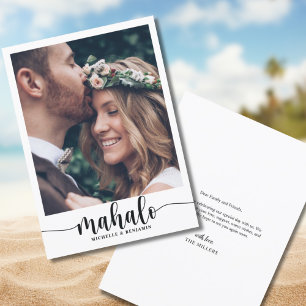 Mahalo Modern Elegant Wedding Thank You Photo Card