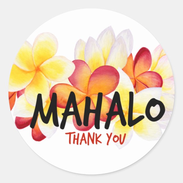 Mahalo Plumeria Classic Round Sticker (Front)