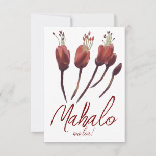 Mahalo Uhiuhi Blossom Rare Native Hawaiian Elegant Thank You Card
